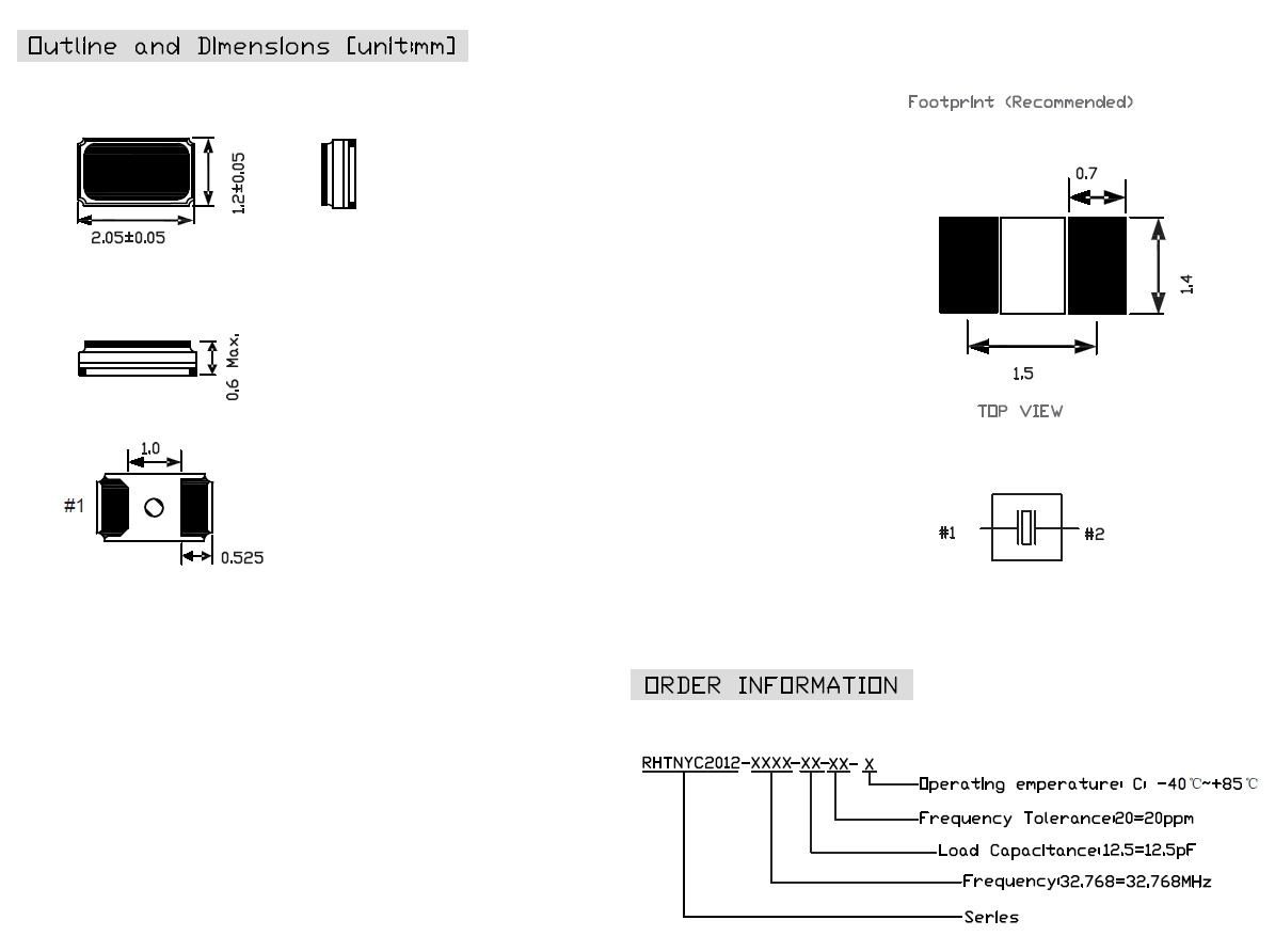 32.768KHz Crystal Units 2.0x1.2X0.6mm SMD:RHTNYC-2012