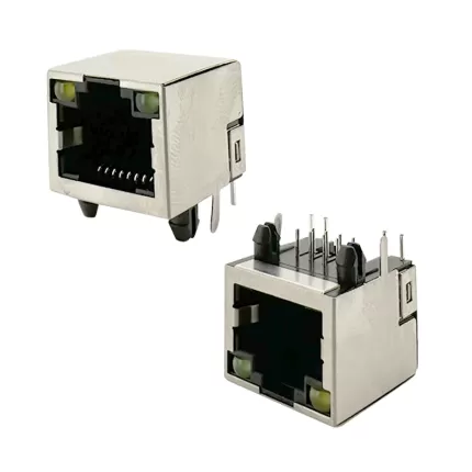 RJ45 Modular Jack with LED/Transformer (Right PCB Mount):RHTLYL004