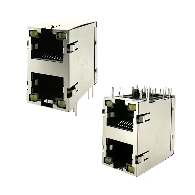 RJ45-8P8C 2x1 jack with LED :RHTLY13-8P8C-2X1