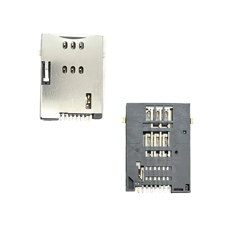 SIM Card Connector;PUSH PUSH,6P+2P,H1.80mm,With post or Without post. :RHTAYIM-110