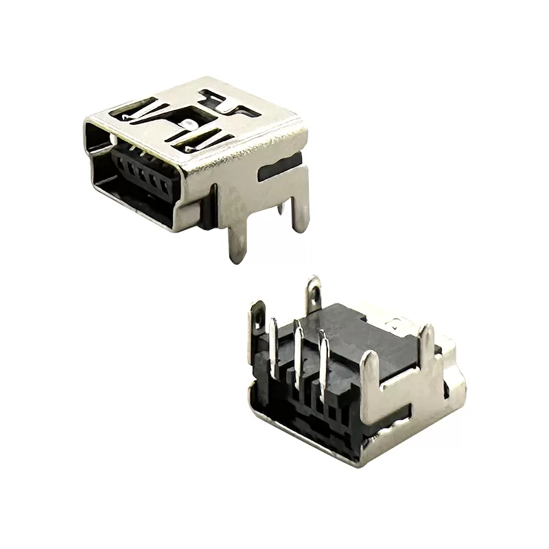 5P B type R/A dip 90 Mini USB connector socket:RHTAY29-5FA