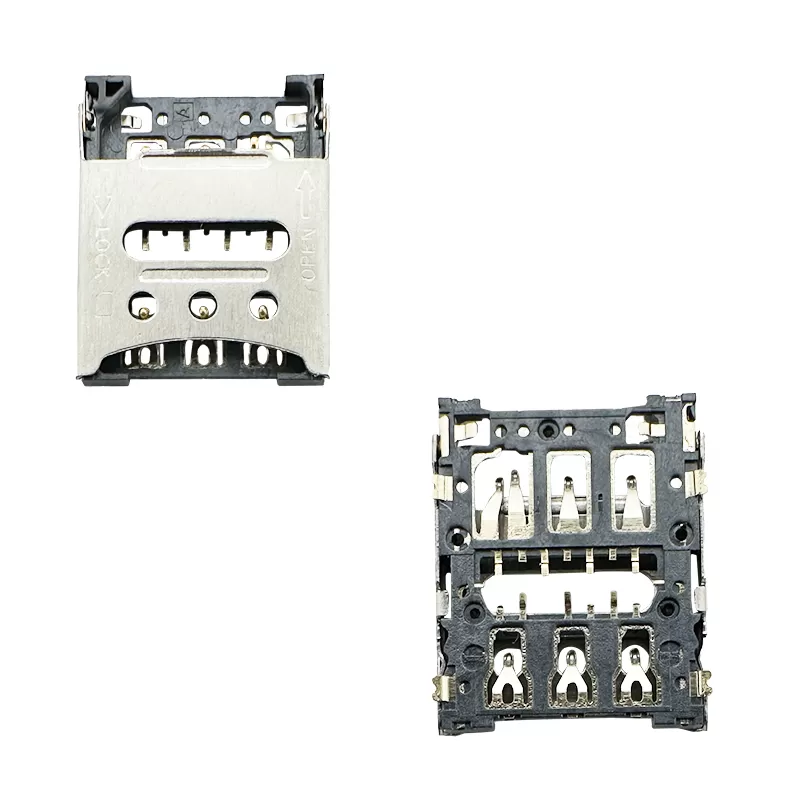 Nano SIM Card Connector,6Pin,H1.4mm,Hinged Type,with CD Pin: RHTAYIM-101