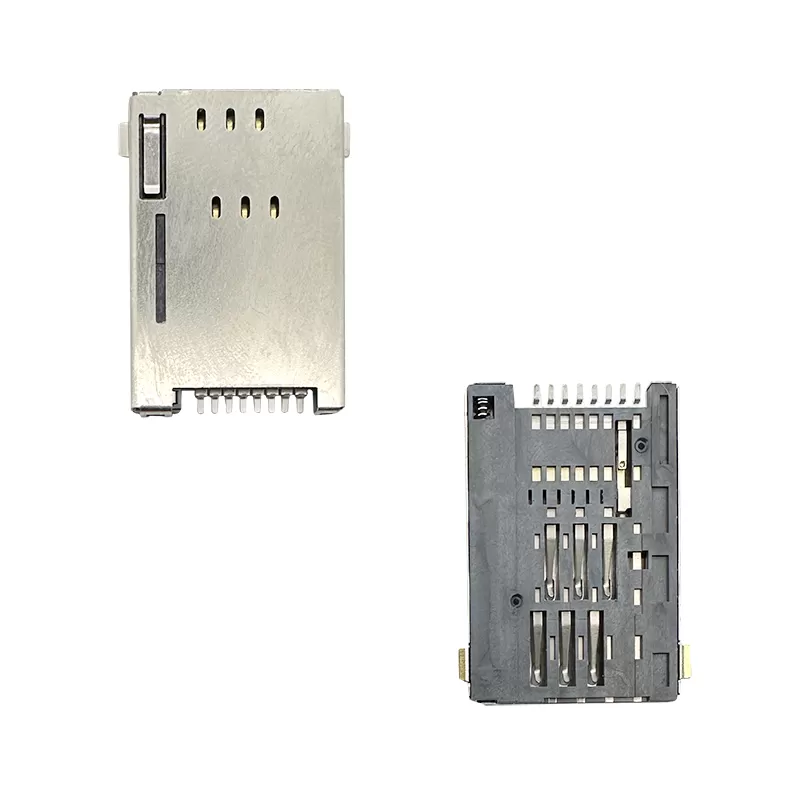 SIM Card Connector,PUSH PUSH,6P+2P,H2.25mm,without Post:RHTAYIM-030A