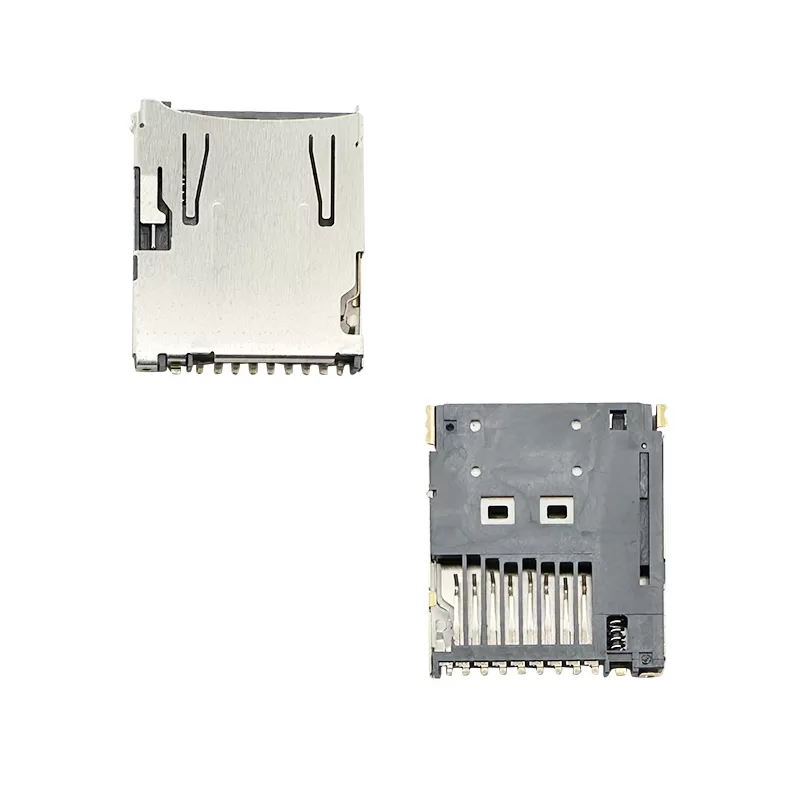 Micro SD card connector push push,H1.68mm,with CD pin :RHTAYD114