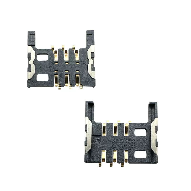 6P SIM Card Connector,PUSH PULL,H2.7mm:RHTAYIM-015