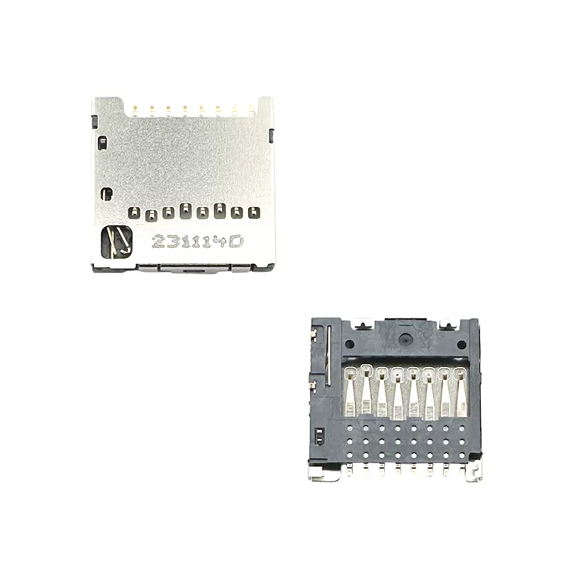 Micro SD card connector push pull,H1.42mm,with CD pin:RHTAYF-015